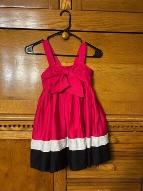 Helena by Neiman Marcus Girls Hot Pink Colorblock Bow-Front Party Dress New
